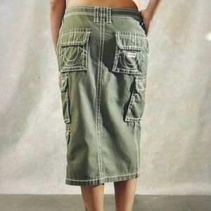 True Religion Khaki Midi Cargo Skirt